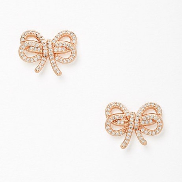 kate spade Jewelry - kate spade Rose Gold Pave Bow Earrings NWT!